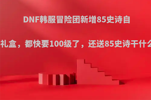 DNF韩服冒险团新增85史诗自选礼盒，都快要100级了，还送85史诗干什么?