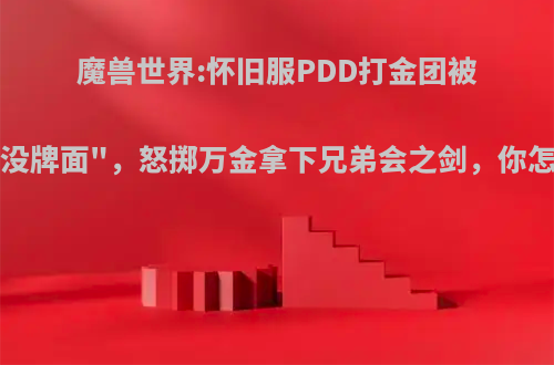 魔兽世界:怀旧服PDD打金团被调侃