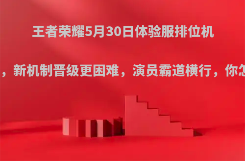 王者荣耀5月30日体验服排位机制更新，新机制晋级更困难，演员霸道横行，你怎么看?