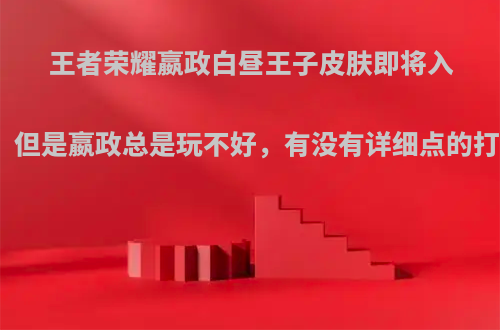 王者荣耀嬴政白昼王子皮肤即将入手，但是嬴政总是玩不好，有没有详细点的打法?