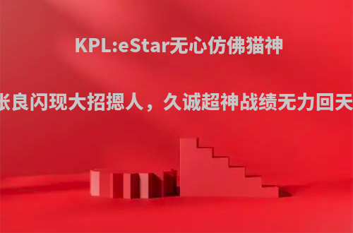 KPL:eStar无心仿佛猫神降临，加速张良闪现大招摁人，久诚超神战绩无力回天，你怎么看?