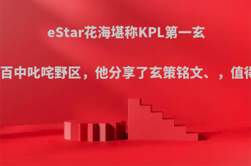 eStar花海堪称KPL第一玄策，百勾百中叱咤野区，他分享了玄策铭文、，值得借鉴吗?