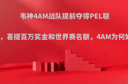 韦神4AM战队提前夺得PEL联赛冠军，喜提百万奖金和世界赛名额，4AM为何如此强?