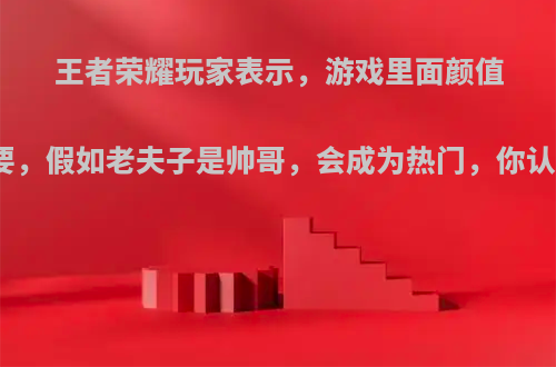 王者荣耀玩家表示，游戏里面颜值很重要，假如老夫子是帅哥，会成为热门，你认为呢?