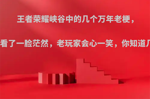 王者荣耀峡谷中的几个万年老梗，新玩家看了一脸茫然，老玩家会心一笑，你知道几个呢?